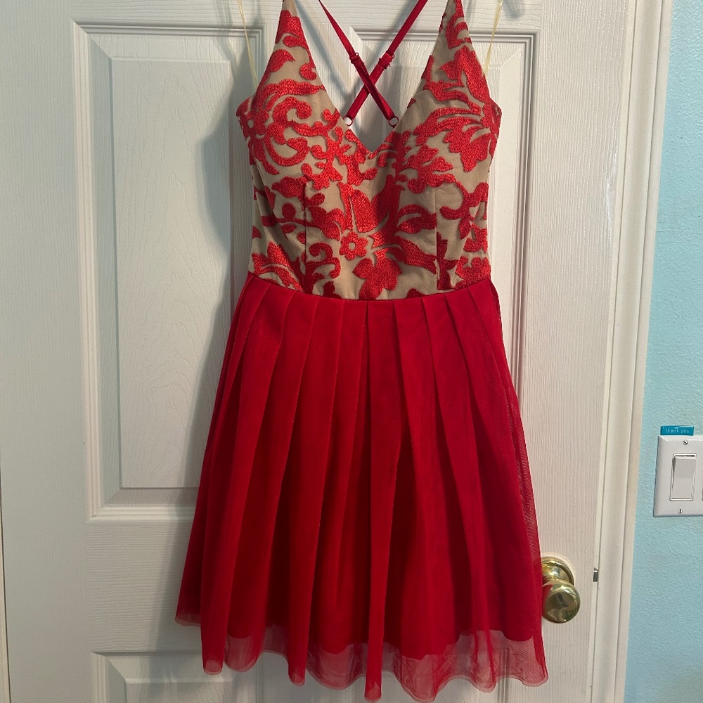 Nights Flowing Red Mini Dress